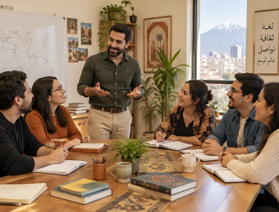Clase presencial grupal de árabe con profesor nativo en Santiago de Chile